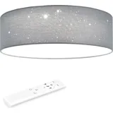 Navaris LED Deckenleuchte 40cm - Dimmbar Farbtemperaturwechsel Fernbedienung - 22W Stoff Hellgrau Sternenhimmel - Wohnzimmer Lampe Schlafzimmer Deckenlampe Kinderzimmer Lampe Decke