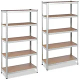relaxdays Schwerlastregal 2 x verzinktes Schwerlastregal 5 Böden braun|schwarz|silberfarben