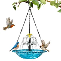Vogeltränke Hängend mit Springbrunnen Solar für den Außenbereich (Blau)