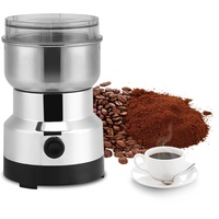 Kaffeemühle Elektrisch, Gewürzmühle Klein Kaffeebohnen Kaffeemühle und Gewürzmühle aus Edelstahl Getreide Mühle mit Edelstahlmesser Kräuter Mühle für Pesto Gewürze Nüsse Zucker Silber