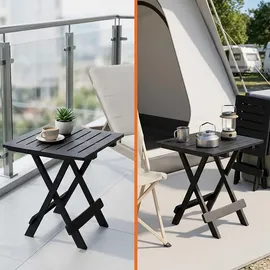 Spetebo Kunststoff Klapptisch Adige 45 x 43 cm - anthrazit - Garten Beistelltisch klappbar