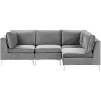 Modulares 4-Sitzer Ecksofa Samtstoff Grau linksseitig Metallbeine Modern Evja