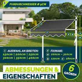 tillvex Klemmmarkise 350 cm grau