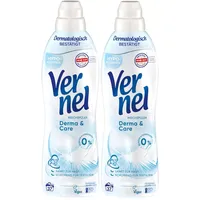 VERNEL Derma & Care Weichspüler 2x 37 WL (74 Waschladungen), hypoallergener & speziell für sensible Haut entwickelter Wäscheduft sorgt für unwiderstehliche Weichheit, recycelbar