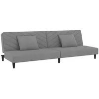 VidaXL Schlafsofa 2-Sitzer mit 2 Kissen Hellgrau Samt