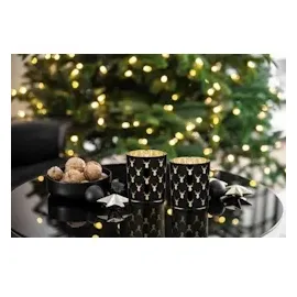 Edzard 2er-Set Teelichtglas Rosy (Höhe 8 cm), schwarz, Hirsch-Motiv