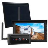 Lescars 2in1-Solar-Funk-Rückfahrkamera- & Überwachungs-Set, Full HD 7"-Monitor