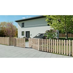 Doppeltor Holz Lausanne 300 x 150 cm – Gartentor aus naturbelassener Douglasie – Lattenzaun Tor für Grundstücke und Garten