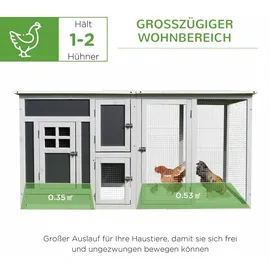 PawHut Hühnerstall 160 x 75 x 80 cm Grau/Weiß