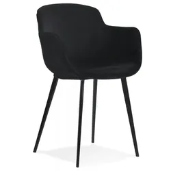 Armlehnstuhl aus Metall und Samt | Gepolsterter Esszimmerstuhl mit hohem Komfort | Retro Industrial Stil | 59x54x80 cm | Kadima Design