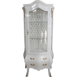 Casa Padrino Barock Glasvitrine Weiß / Gold - Vitrinen Schrank