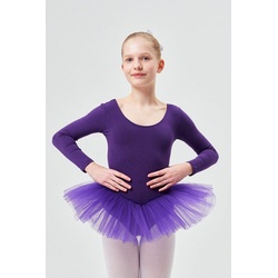 tanzmuster Tüllkleid Ballett Tutu Alea mit langem Arm Ballettkleid mit Tüllrock für Mädchen lila 128/134