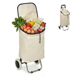 Relaxdays Einkaufstrolley Beige 92,5 cm x 42 cm x 28 cm