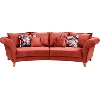 Big-Sofa HOME AFFAIRE "Tassilo" Sofas Gr. B/H/T: 350cm x 95cm x 110cm, Velours, Big-Sofa halbrund, orange (koralle)