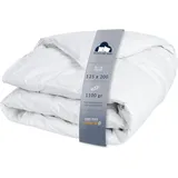Daunendecke 135x200 cm - 50% Daunen, 50% Federn, Kassettensteppung, 1100g, hypoallergen, Decke inkl. Aufbewahrungstasche, Bettdecke, Warmedecke - Weiß