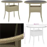 Vidaxl - Gartentisch Ø80x75 cm Hartglas und Poly Rattan Beige - Gartentisch - Polyrattan Tisch - Outdoor Tisch - Gartenmöbel - Balkonmöbel - Home &