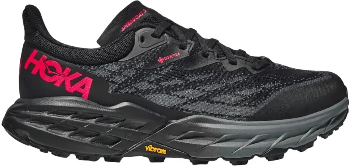 Hoka Damenlaufschuhe Speedgoat 5 GTX, schwarz, Gr. 40 2/3 - schwarz / 40 2/3