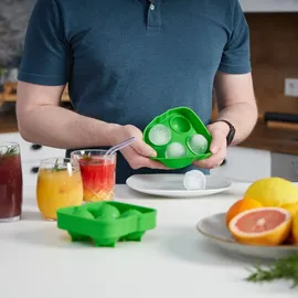 Relaxdays Eiswürfelform, 2er Set, wiederverwendbar, aus Silikon, 4,5 cm Kugeln, 4 einzelne Eiskugeln, Eisgießform, grün