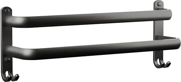 ochama x J.ZAO Bohrfreier Aluminium-Doppelstangen-Handtuchhalter für Badezimmer – Verstärkte Aufhängehaken – Handtuchhalter mit Einzelstange – Aufbewahrungsregal für Küche und Badezimmer, 60 cm