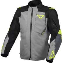 Macna Notch wasserdichte Motorrad Textiljacke, schwarz-grau-gelb, Größe XL für Männer