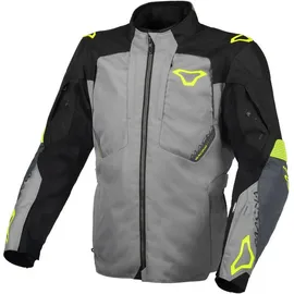 Macna Notch wasserdichte Motorrad Textiljacke, schwarz-grau-gelb, Größe XL für Männer