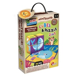 Spiel, MONTESSORI Holz 2 in 1 Cube und Puzzle