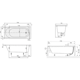 Villeroy & Boch O.novo Rechteckbadewanne 75 x 170 cm (UBA170CAS2V01)