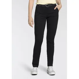 AJC Chinohose in lässiger Form mit konstrastfarbendem Gürtel, schwarz,