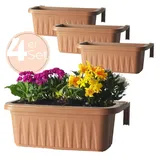 GarPet 4x Blumenkasten Balkongeländer Balkon Blumenkasten Balkonkasten mit Halterung Balkonkasten Geländerkasten Balkonkasten mit Wasserspeicher 60 cm