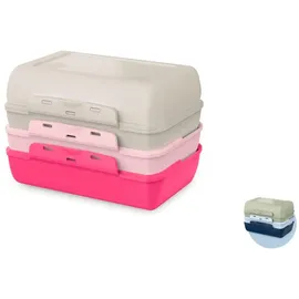 Emsa Variabolo Brotdosen-Set 4-tlg., für unterwegs, platzsparend, verschieden färbige Halbschalen, mehrere Farbkombinationen spülmaschinenfest, Grau/Pink, N1111000