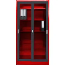 Jet-Line St. Petersburg Aktenschrank 90 x 40 x 185 cm rot dunkelgrau