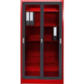 Jet-Line St. Petersburg Aktenschrank 90 x 40 x 185 cm rot dunkelgrau
