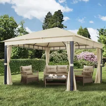 TOOLPORT Gartenpavillon Sunset Premium 4 x 4 m inkl. Seitenteile champagner