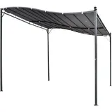 Outsunny 3x3m Anlehn-gartenpavillon, Graues Metall, Wasserdichtes Polyester, Uv-beständig