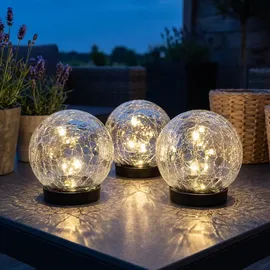 Expo Börse Solarleuchte Glas/Kunststoff D 12 cm 3er Set warmweiß