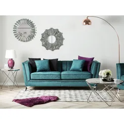 3-Sitzer Sofa Samtstoff blau-grün GAULA