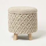 Homescapes Hocker Indy Baumwolle 41 x 43 x 41 cm Beige