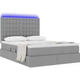 vidaXL Bett mit Stauraum und LED Hellgrau 140 x 190 cm