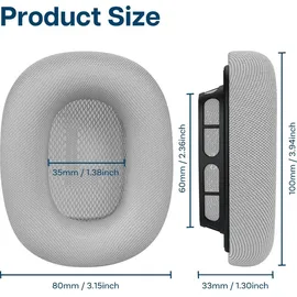 MMobiel Ersatz Ohrpolster für AirPods Max Kopfhörer Memory- Schaum/Mesh Gewebe Silber - Silber