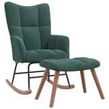 vidaXL Schaukelstuhl mit Hocker Samt 70 x 100 x 80 cm Dunkelgrün