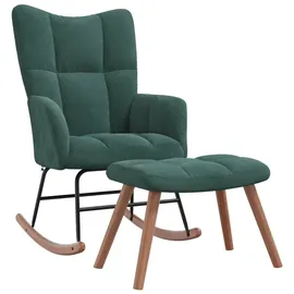 vidaXL Schaukelstuhl mit Hocker Samt 70 x 100 x 80 cm Dunkelgrün