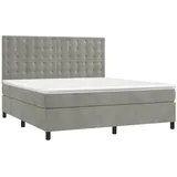 vidaXL Boxspringbett mit Matratze & LED Hellgrau 160x200 cm Samt