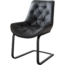 DeLife Taimi-Flex Echt-Leder Schwarz Freischwinger flach Schwarz
