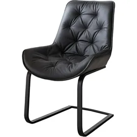 DeLife Taimi-Flex Echt-Leder Schwarz Freischwinger flach Schwarz
