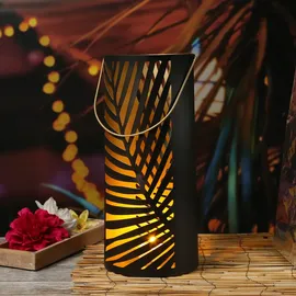 MARELIDA Windlicht mit Blattmotiv Farn Laterne Set Kerzenhalter 3 Größen 3er Set