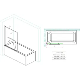 SoGood doporro Duschwand für Badewanne Badewannenaufsatz Duschabtrennung 6mm Esg-sicherheitsglas inkl. Nano-beschichtung Badewannenfaltwand
