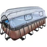 EXIT TOYS EXIT Wood Pool 540x250x122cm m. Sandfilterpumpe u. Abdeckung u. Wärmepumpe