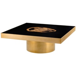Casa Padrino Designer Couchtisch mit eingearbeitetem versteinertem Holz - Limited Edition