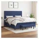vidaXL Boxspringbett mit Matratze Blau 180x200 cm Stoff