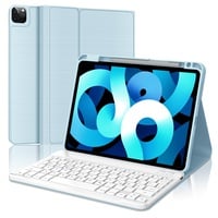 FOGARI Tastatur Hülle für iPad Pro 11 - Tastatur für iPad Air 5/Air 4 10.9'' - Schutzhülle mit Pencil Halter, Magnetisch Abnehmbarer Tastatur mit QWERTZ Layout für iPad Pro 11 4./3./2./1 Gen, Hellblau